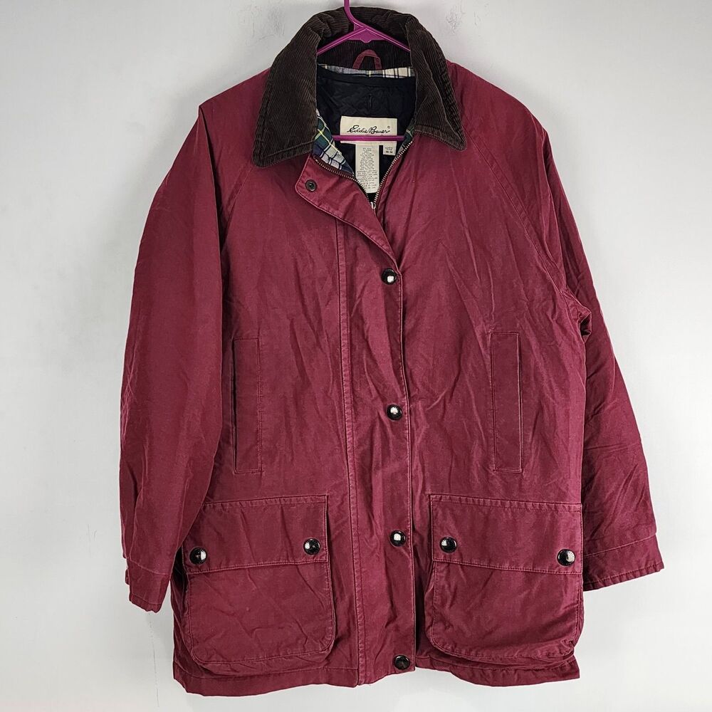 Eddie Bauer Jacket Womens Medium Maroon Nylon Polyester Cotton Zip